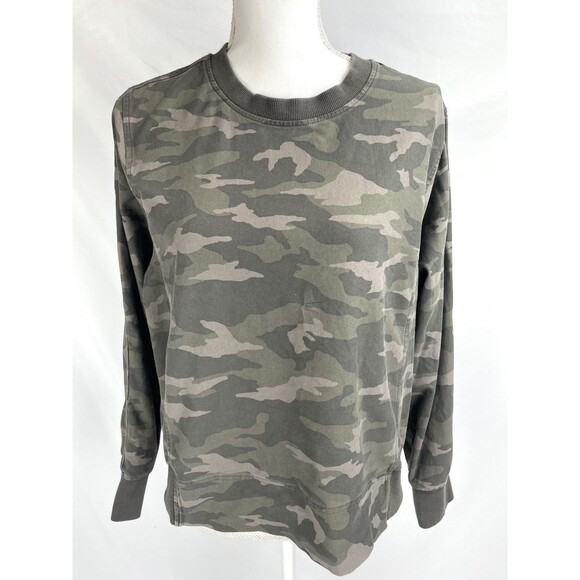 Athleta Tops - Athleta Farallon Print Sweatshirt Women Large Brown Green Camo Crew Neck
